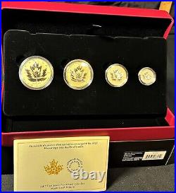 2017 CANADA 4 COIN. 9999 SILVER PROOF FRACTIONAL MAPLE LEAF withCOA/SPECS/CASE