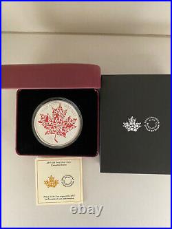 2017 Canada $50 Canadian Icons Maple Leaf Colorized 5 Oz Silver coin w box COA