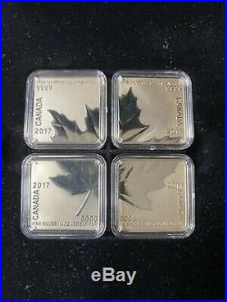 2017 Canada Fine Silver Maple Leaf Quartet Set. 9999 Square Bars 1/4 oz each
