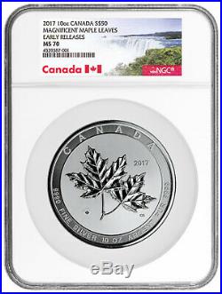2017 Canada Magnificent Maple Leaves 10 oz. Silver $50 NGC MS70 ER SKU46310
