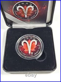 2017 Canada Silver Maple Leaf 1 Oz Zodiac Aries Colorized Smitty's Treasures