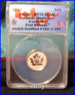 2017 Canada Silver Maple Leaf 4 Coin Set. Anacs Rp70 Dcam