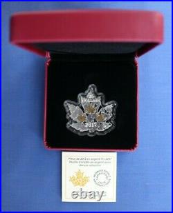 2017 Canada Silver Proof $20 coin The Gilded Maple Leaf in Case with COA