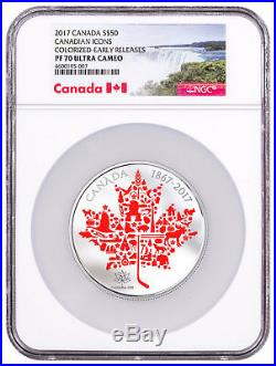 2017 Canadian Icons Maple Leaf 5 oz Silver Colorized $50 NGC PF70 UC ER SKU49884