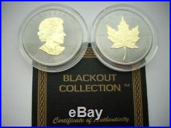 2017 Canadian Maple Leaf BLACKOUT 1 oz. 999 silver coin Ruthenium & 24K Gold HOT