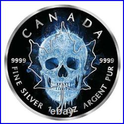 2017 Canadian Maple Leaf Ice Skull Colorised & Ruthenium 1oz. 9999 Silver Coin