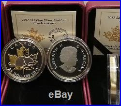 2017 Timeless Iconic Piedfort $25 1OZ Pure Silver Coin Canada Beaver Maple Leaf
