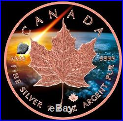2018 1 Oz Silver $1 ABEE METEORITE MAPLE LEAF Coin, 24kt Rose Gold Gilded