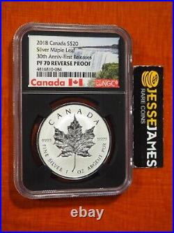 2018 $20 Canada Silver Reverse Proof Maple Leaf Ngc Pf70 First Releases Black