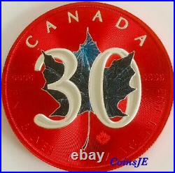 2018 $5 Canada 1 oz. 9999 Silver Maple Leaf 30th Anniversary Space Red Silver