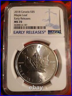 2018 $5 Canada Maple Leaf Early Releases MS 70 PERFECT MAPLE LEAF MS 70