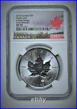2018 $5 Canada Silver Maple Leaf Ngc Ms69 Proof Early Releases? 205? V6