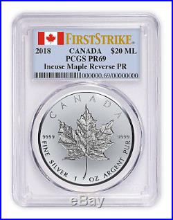 2018 Canada 1 oz Silver Maple Incuse Reverse PF PCGS PR69 SKU52803