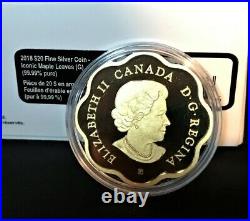 2018 Canada $20 PROOF SILVER & GOLD COIN 99.99 ICONIC MAPLE LEAVES BOX/CASE/COA