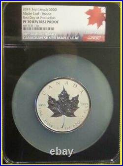 2018 Canada 3 oz Silver Coin 30th Anniversary Maple NGC 70 RV PF 1st Day Box COA