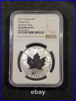 2018 Canada $5 Antelope Privy Maple Leaf Silver Coin NGC Reverse Proof 69