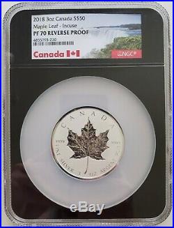 2018 Canada $50 Maple Leaf Incuse Design 3 Oz Silver. 999 NGC PF70 Reverse Proof