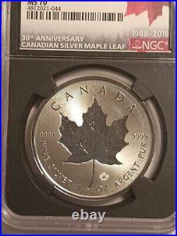 2018 Canada S$5 Maple Leaf Incuse Design First Day Issue 30th Anniversary Ms70