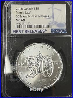 2018 Canada? Silver $5 Maple Leaf-30th Anniversary-NGC MS 69-1st Releases