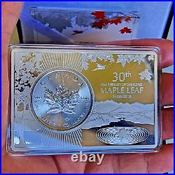 2018 Canadian Maple Leaf 30th Anniversary 3 oz Silver Coin & Bar Mintage 5000