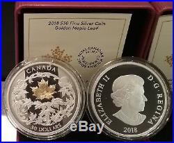 2018 Golden Maple Leaf $30 2OZ Pure Silver Proof 50mm Coin Canada