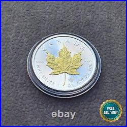 2018 Maple Leaf Canada Canada 1 oz 9999 Silver Silver Gilded 24kt Gold ONLY 5000