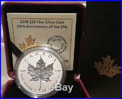 2018 Silver Maple Leaf 30th $20 1OZ Coin SML & 2019 40th Gold Maple Leaf GML $20