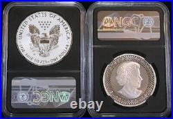 2019 2 Coin Proof Silver Eagle & Maple Leaf Pride of 2 Nations Set NGC 70 FDOI