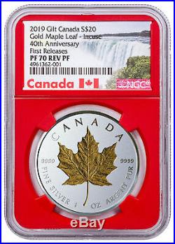 2019 Canada 1 oz Silver Maple Leaf Incuse Gilt Reverse NGC PF70 FR Red SKU57229