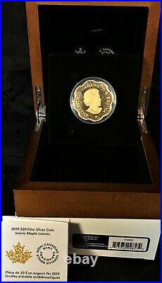 2019 Canada $20.9999 SILVER +FULLY GOLD PLATED ICONIC MAPLE LEAF +BOX/CASE/COA
