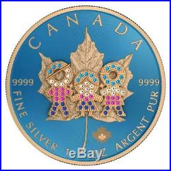 2019 Canada 5$ Maple Leaf Family Day 1 Oz Bejeweled Silver Coin 500pcs Limited