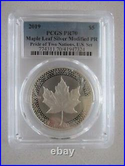 2019 Canada $5 Silver Maple Leaf Pride of Two Nations U. S. Set PCGS PR70