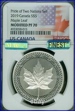 2019 Canada Maple Leaf Ngc Modified Pr70 Mac Finest & Spotless Pride Two Nations