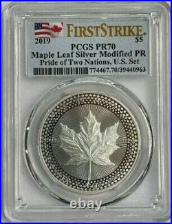 2019 Canadian Silver Maple Leaf PCGS PR70 Pride of Two Nations, U. S. Set