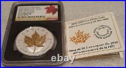 2019 Gold Maple Leaf Incuse $20 1OZ Silver Coin NGC PF70 1st Day Issue & RCM COA
