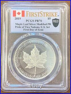 2019- Maple Leaf Silver Modified- PCGS-Pride of Two Nations- FDOI- First Strike
