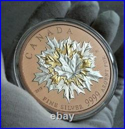2019 Maple Leaves in Motion $50 5OZ Pure Silver Proof Coin Canada, Mintage 1000