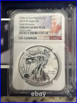 2019 Pride of Two Nations Set NGC PF70 Early Release WithBox and COA = US & CANADA