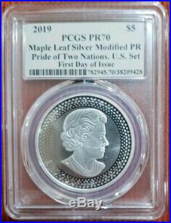 2019 SILVER CANADA MAPLE LEAF MODIFIED PR PRIDE OF TWO NATIONS PCGS PR701st day