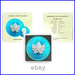 2019 Space Blue 1 oz Canadian Silver Maple Leaf $5 Coin Space Metals (RARE)