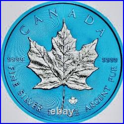 2019 Space Blue 1 oz Canadian Silver Maple Leaf $5 Coin (Very Rare/500 Mintage)