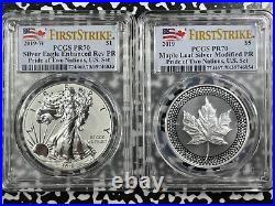 2019 US/Canada $1 Dollar Silver Eagle & $1 Dollar Maple Leaf PCGS PR70 Lot#G6154