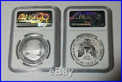 2019 Us-canada Pride Of Two Nations Set Ngc Reverse Silver Eagle & $5 Maple Leaf