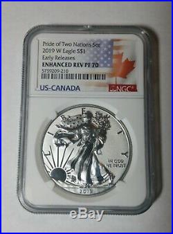 2019 Us-canada Pride Of Two Nations Set Ngc Reverse Silver Eagle & $5 Maple Leaf