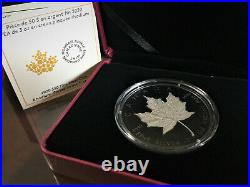 2020 3 oz Silver Coin Rhodium-Plated Incuse Silver Maple Leaf With Box COA