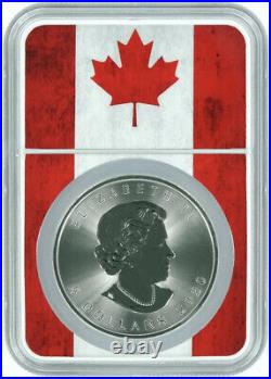 2020 Canada 1oz Silver Maple Leaf NGC MS70 Flag Core