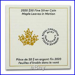 2020 Canada 5 oz. Pure Silver Coin with Rhodium Maple Leaves in Motion
