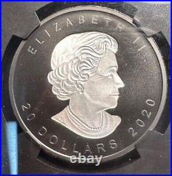 2020 Canada MAPLE LEAF $20 Silver Dollar FIRST RESPF70 Incuse-Rhodium Plate