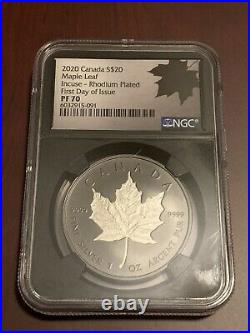 2020 Canada Silver Maple Leaf Incuse Black Rhodium 1 oz