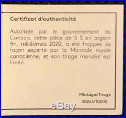 2020 W 1oz Canada $5 Burnished Silver Maple Leaf NGC MS70 FDOI Taylor Signature